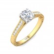 FlyerFit® 18K Yellow Gold Shank And White Gold Top Vintage Engagement Ring