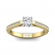 FlyerFit® 18K Yellow Gold Shank And White Gold Top Channel and Shared Prong Engagement Ring