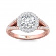 FlyerFit® 18K Pink Gold Shank And White Gold Top Vintage Engagement Ring