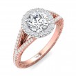 FlyerFit® 18K Pink Gold Shank And White Gold Top Vintage Engagement Ring