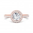 FlyerFit® 18K Pink Gold Micropave Halo Engagement Ring