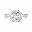 FlyerFit® 14K Pink Gold Shank And White Gold Top Micropave Halo Engagement Ring