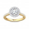 FlyerFit® 18K Yellow Gold Shank And White Gold Top Micropave Halo Engagement Ring