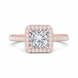 FlyerFit® 14K Pink Gold Micropave Halo Engagement Ring