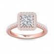 FlyerFit® 14K Pink Gold Micropave Halo Engagement Ring