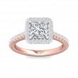 FlyerFit® 18K Pink Gold Shank And White Gold Top Micropave Halo Engagement Ring