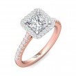 FlyerFit® 18K Pink Gold Shank And White Gold Top Micropave Halo Engagement Ring