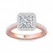 FlyerFit® 18K Pink Gold Shank And White Gold Top Vintage Engagement Ring