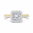 FlyerFit® 18K Yellow Gold Shank And White Gold Top Micropave Halo Engagement Ring