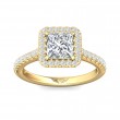 FlyerFit® 18K Yellow Gold Micropave Halo Engagement Ring