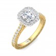 FlyerFit® 18K Yellow Gold Shank And White Gold Top Vintage Engagement Ring