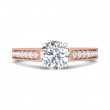 FlyerFit® 18K Pink Gold Shank And White Gold Top Micropave Engagement Ring