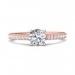 FlyerFit® 18K Pink Gold Shank And White Gold Top Micropave Engagement Ring