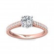 FlyerFit® 18K Pink Gold Shank And White Gold Top Micropave Engagement Ring