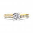 FlyerFit® 18K Yellow Gold Shank And White Gold Top Micropave Engagement Ring