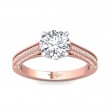 FlyerFit® 18K Pink Gold Shank And White Gold Top Micropave Engagement Ring