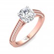 FlyerFit® 18K Pink Gold Shank And White Gold Top Micropave Engagement Ring