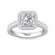 FlyerFit® 18K White Gold Micropave Halo Engagement Ring