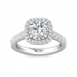 FlyerFit® 18K White Gold Micropave Halo Engagement Ring