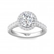 FlyerFit® 18K White Gold Micropave Halo Engagement Ring