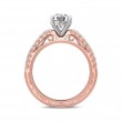 FlyerFit® 18K Pink Gold Shank And White Gold Top Vintage Engagement Ring