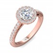 FlyerFit® 18K Pink Gold Micropave Halo Engagement Ring