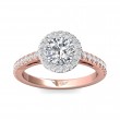 FlyerFit® 18K Pink Gold Shank And White Gold Top Micropave Halo Engagement Ring