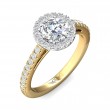 FlyerFit® 14K Yellow and 14K White Gold Micropave Halo Engagement Ring