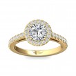 FlyerFit® 18K Yellow Gold Micropave Halo Engagement Ring