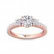 FlyerFit® 14K Pink Gold Three Stone Engagement Ring