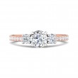 FlyerFit® 14K Pink Gold Shank And White Gold Top Three Stone Engagement Ring