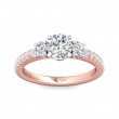 FlyerFit® 14K Pink Gold Shank And White Gold Top Three Stone Engagement Ring