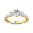 FlyerFit® 18K Yellow Gold Three Stone Engagement Ring