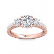 FlyerFit® 18K Pink Gold Three Stone Engagement Ring