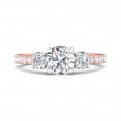 FlyerFit® 18K Pink Gold Shank And White Gold Top Three Stone Engagement Ring