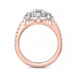 FlyerFit® 18K Pink Gold Shank And White Gold Top Three Stone Engagement Ring