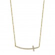 14K Yellow Gold Curved Diamond Cross Necklace