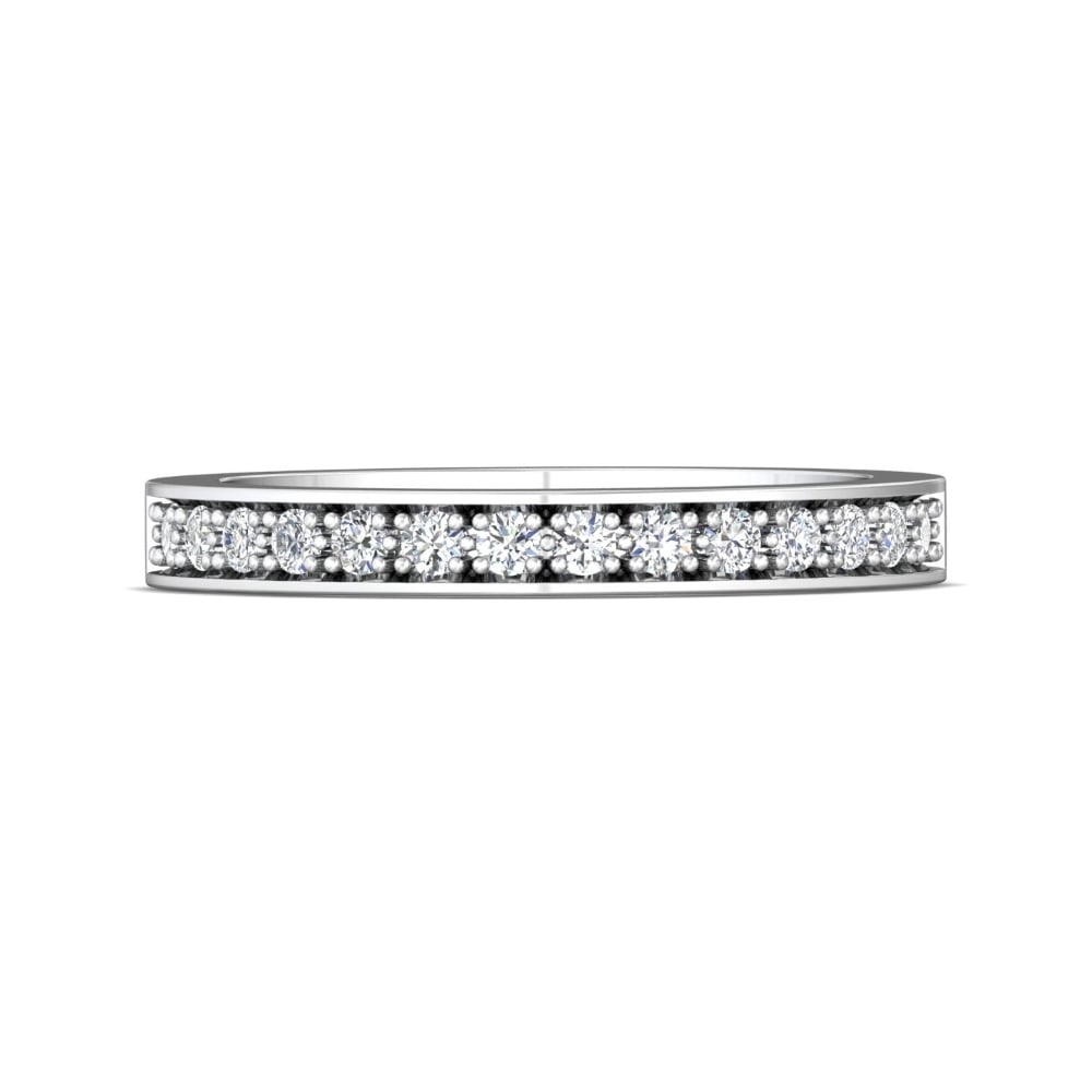 FlyerFit® 14K White Gold Micropave Bead Set Wedding Band