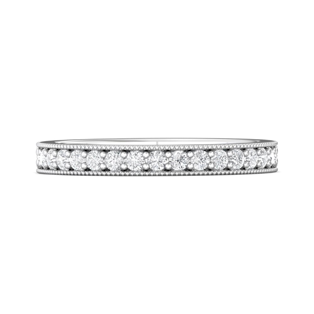 FlyerFit® 14K White Gold Micropave Bead Set Wedding Band