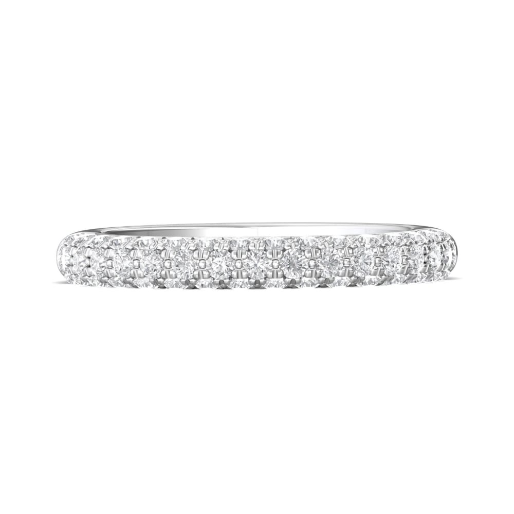 FlyerFit® 18K White Gold Micropave Wedding Band