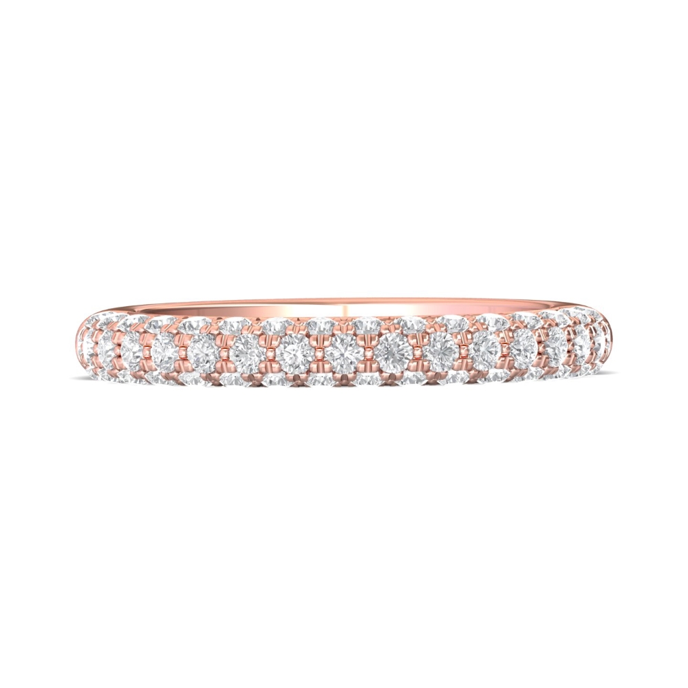 FlyerFit® 18K Pink Gold Micropave Wedding Band