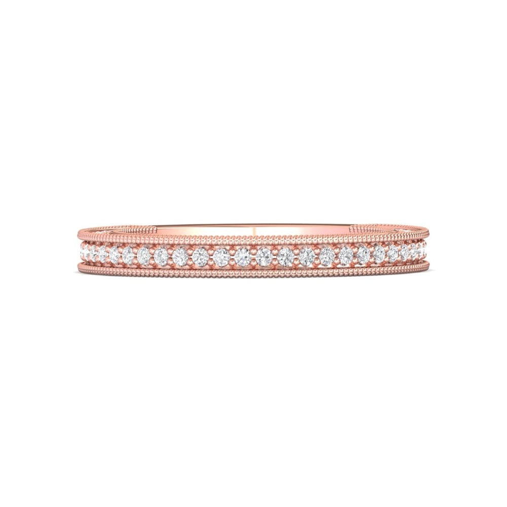 FlyerFit® 14K Pink Gold Micropave Bead Set Wedding Band