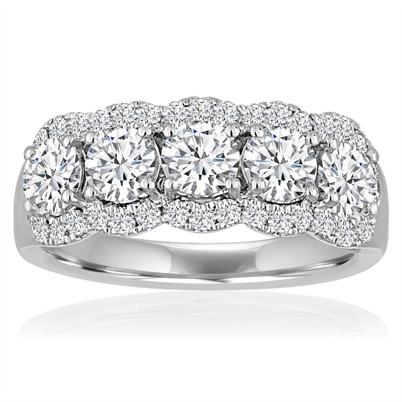 Round Diamond 5 Stone Halo Band