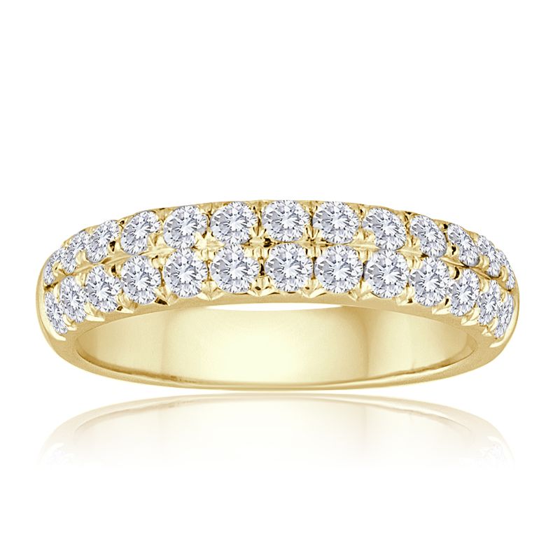 Round Diamond 2 Row French Pavé Band