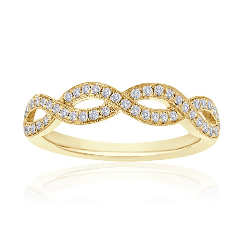 Round Diamond Pavé Milgrain Twist Band