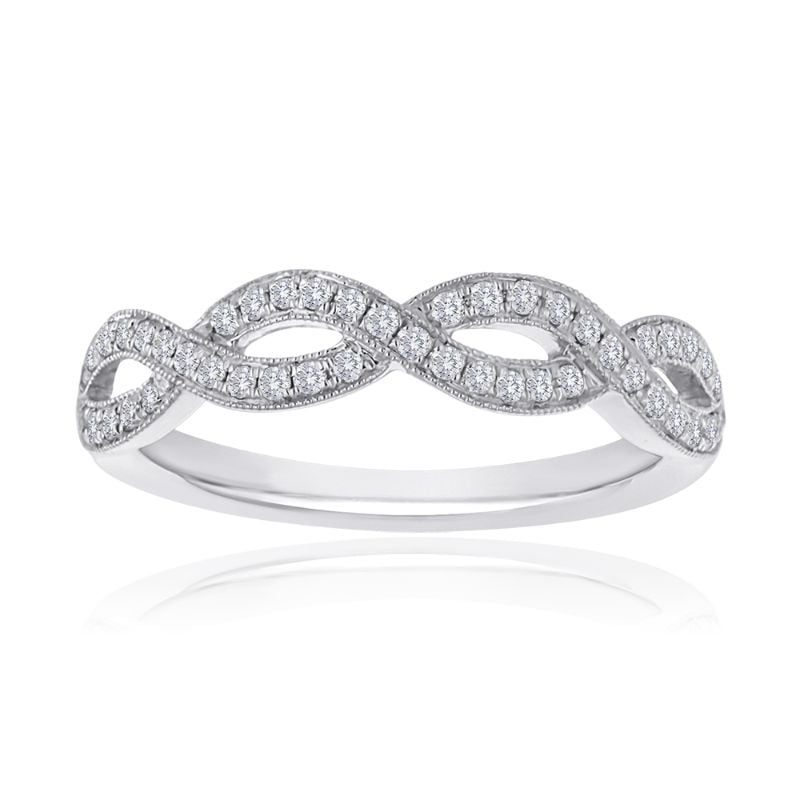 Round Diamond Pavé Milgrain Twist Band