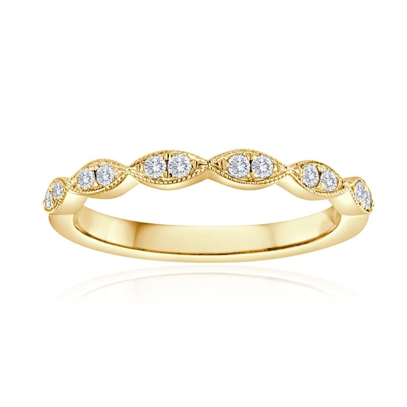 Round Diamond Pavé Milgrain Band