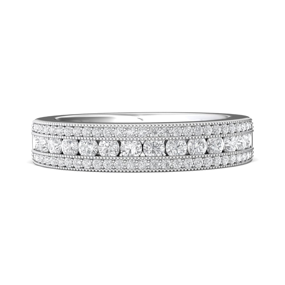 FlyerFit® 18K White Gold Channel  Wedding Band