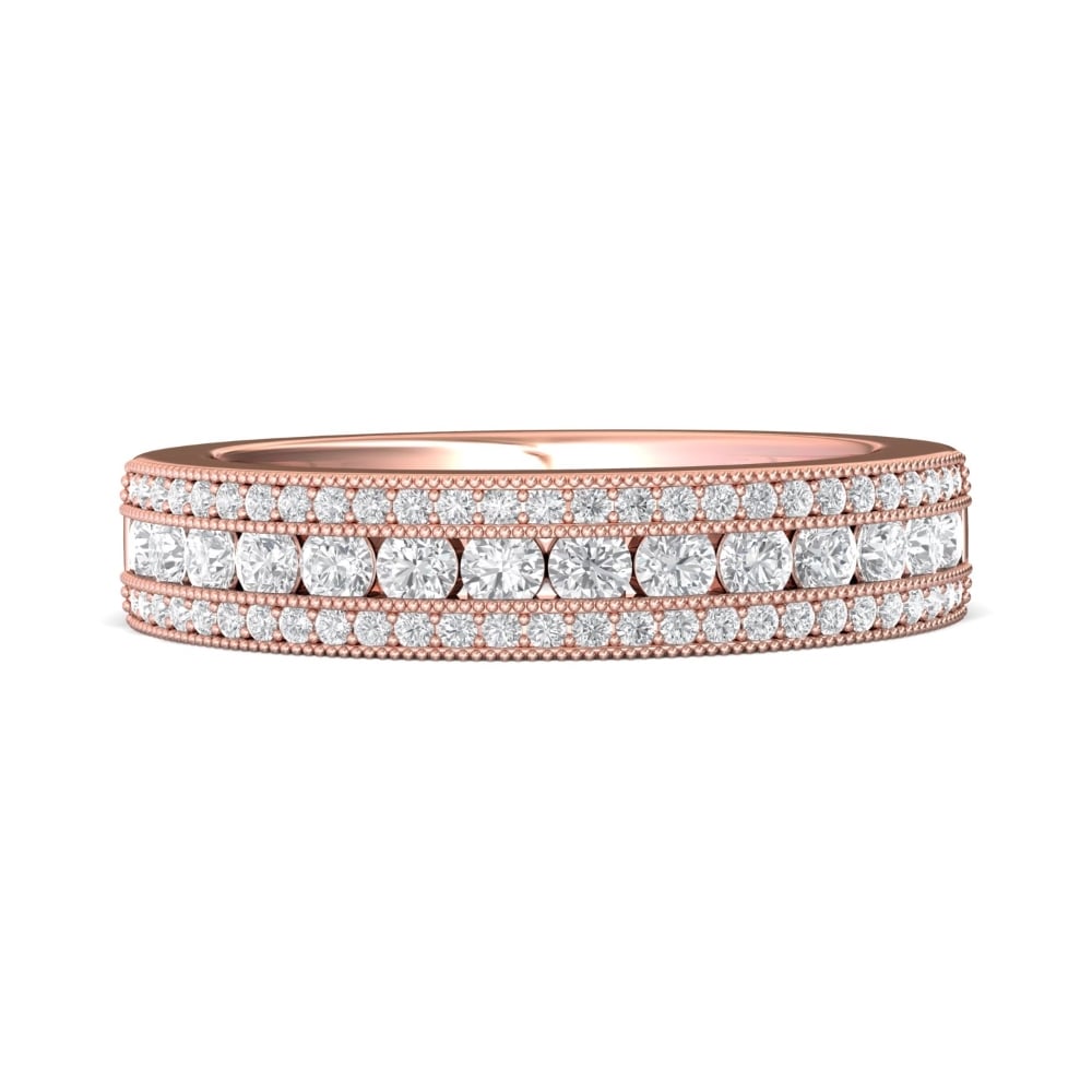 FlyerFit® 14K Pink Gold Channel  Wedding Band