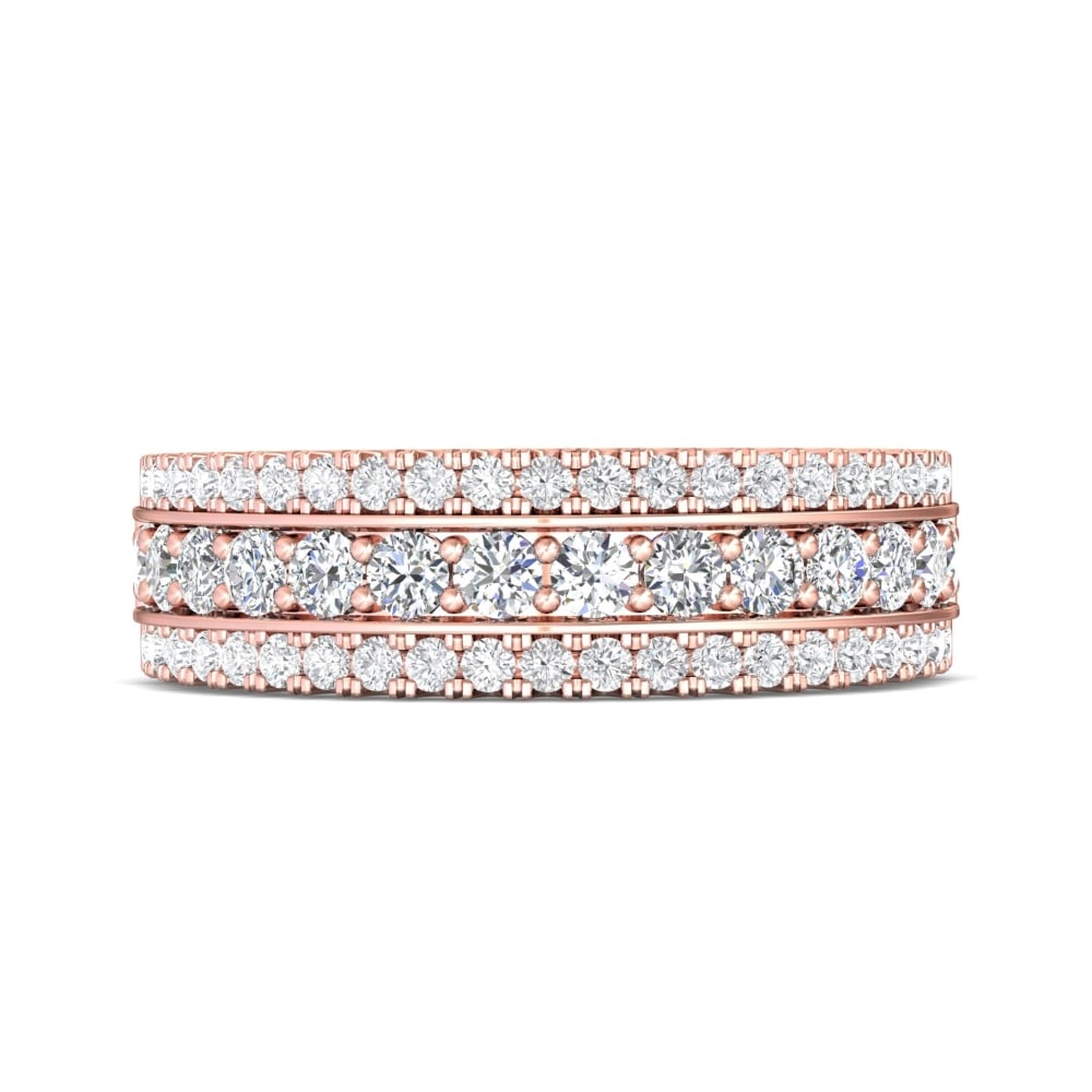 FlyerFit® 18K Pink Gold Micropave Cutdown Wedding Band